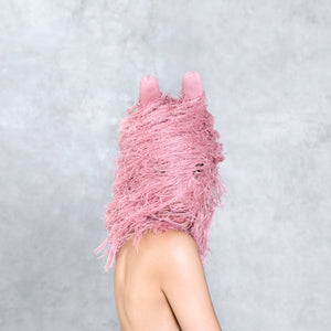 Pink Hand Knit Furry Mask