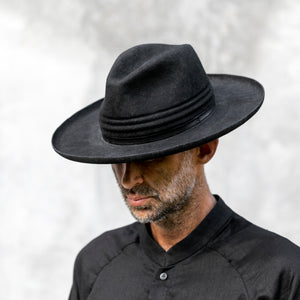 Felt and Leather Black Cowboy Hat