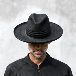 Black Waxed Rabbit Felt Cowboy Hat