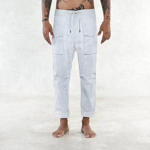 White Stretch Twill Cotton Crate Pants