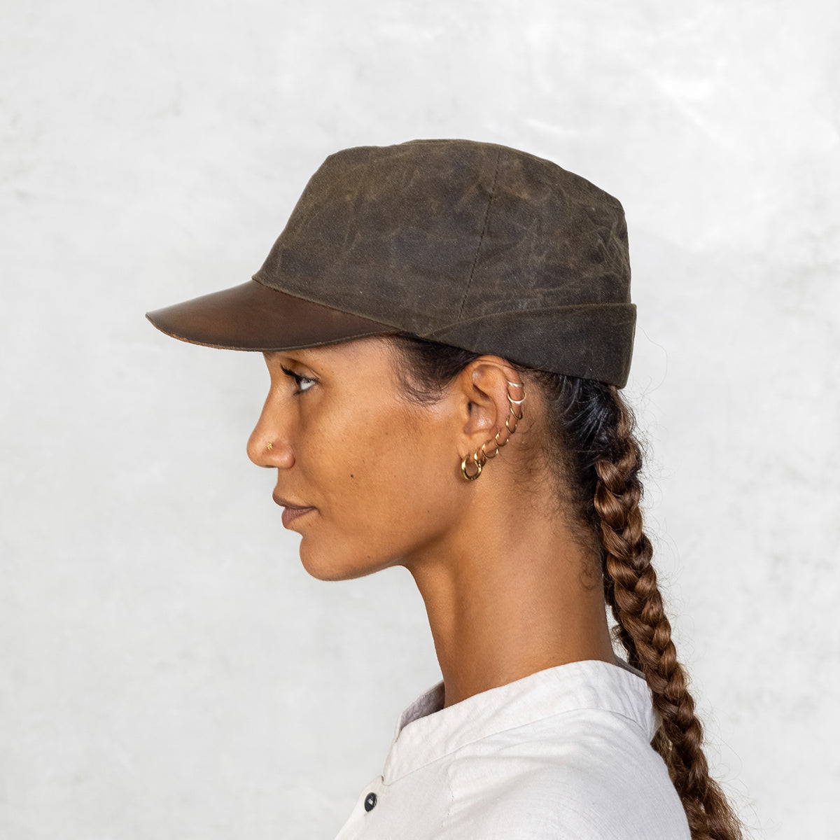 Hand Painted Leather and Canvas Hat