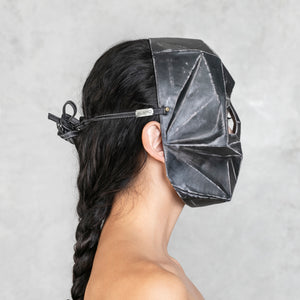 Adjustable Black Leather Robot Mask