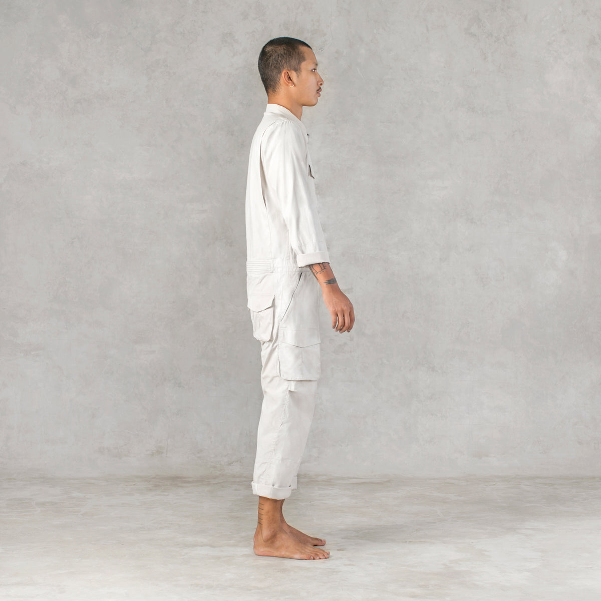 Adult White Stretch Canvas Onesie