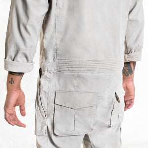 Functional White Stretch Canvas Work Jumpsuits