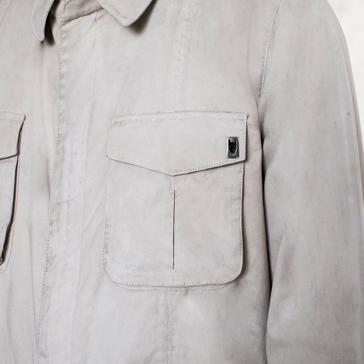 White Stretch Canvas Work Jumpsuit