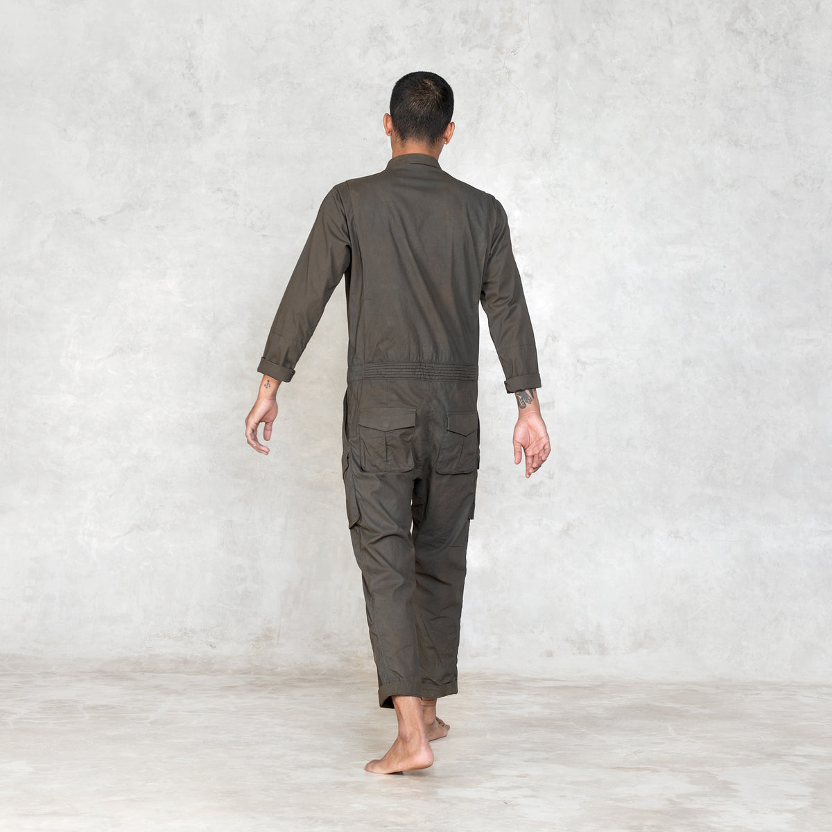 Hand Painted Olive Green Jumpsuit for Work