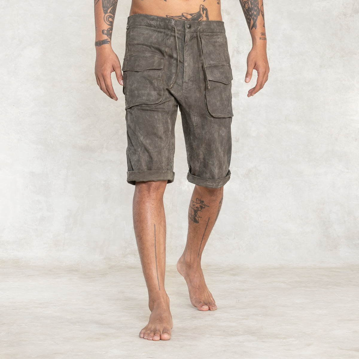 Men's Green Stretch Twill Cotton Shorts