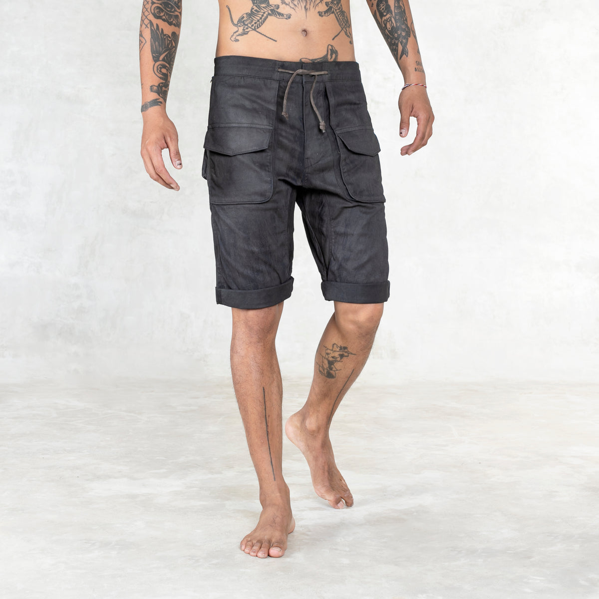 Men's Black Stretch Twill Cotton Shorts