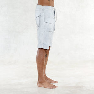 Adjustable Men's White Stretch Twill Cotton Shorts