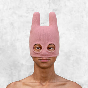 Hand Knit Pink Bunny Ski Mask