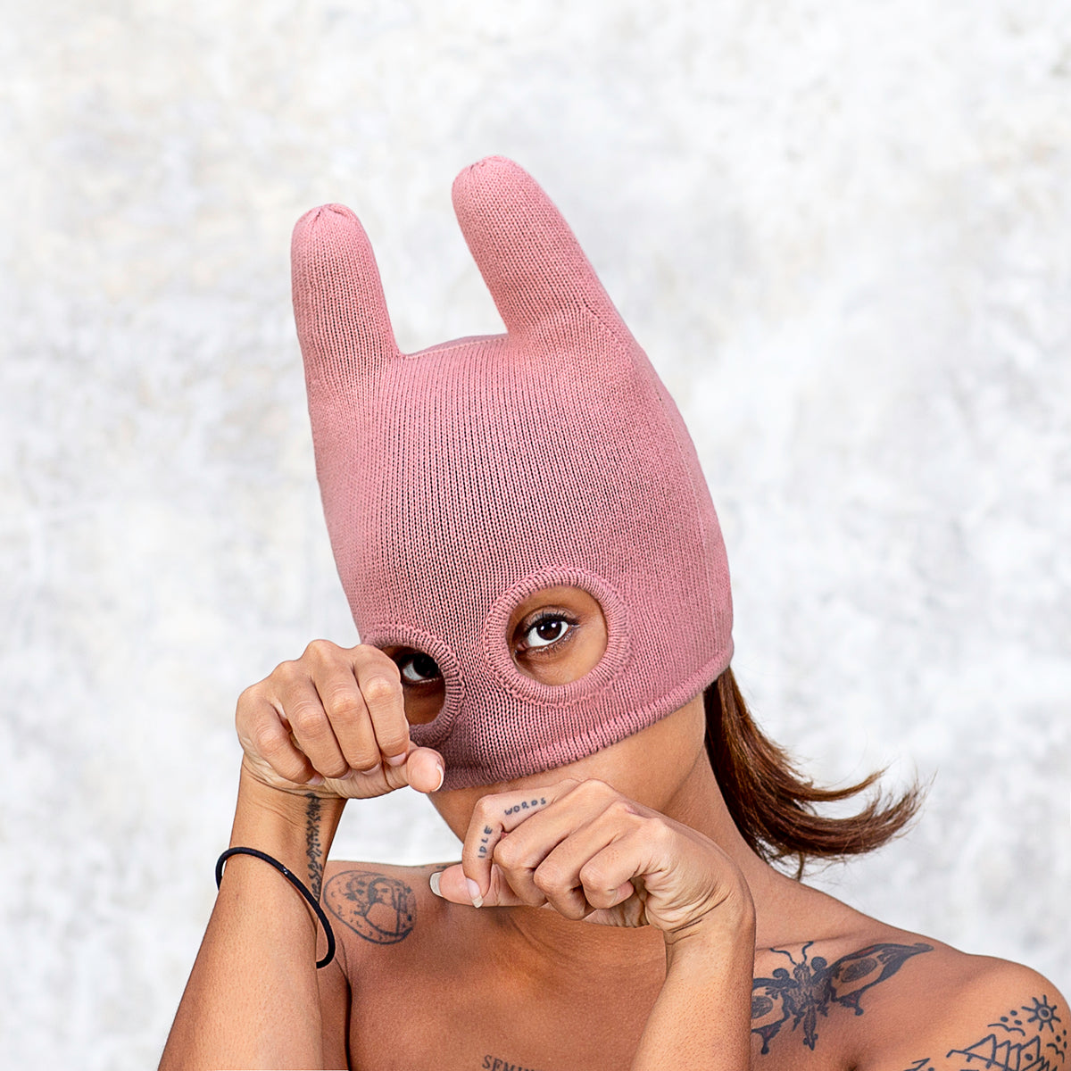 Pink Hand Knit Bunny Balaclava