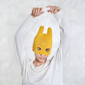 Yellow Cotton Hand Knit Ski Mask