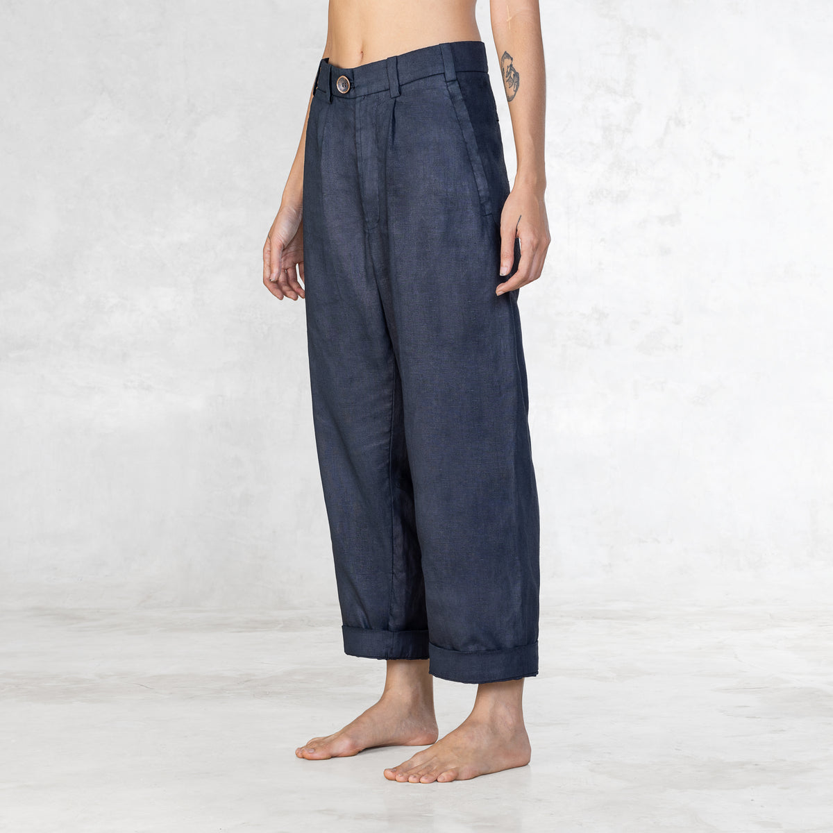 Women's straight leg Indigo colored pants