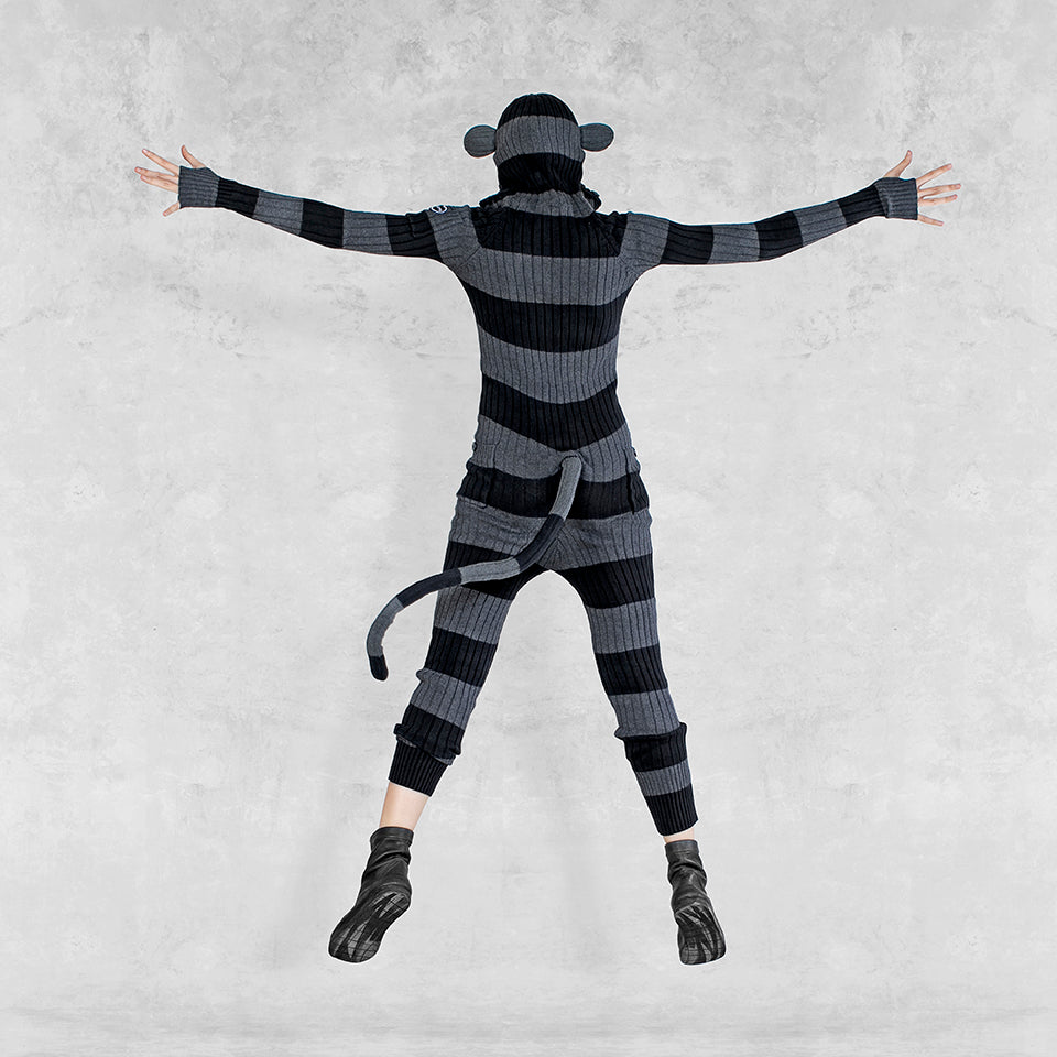 Adult Black and Gray Onesie Costume