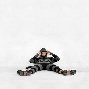 Black and Gray Monkey Jumpsuit for Adults
