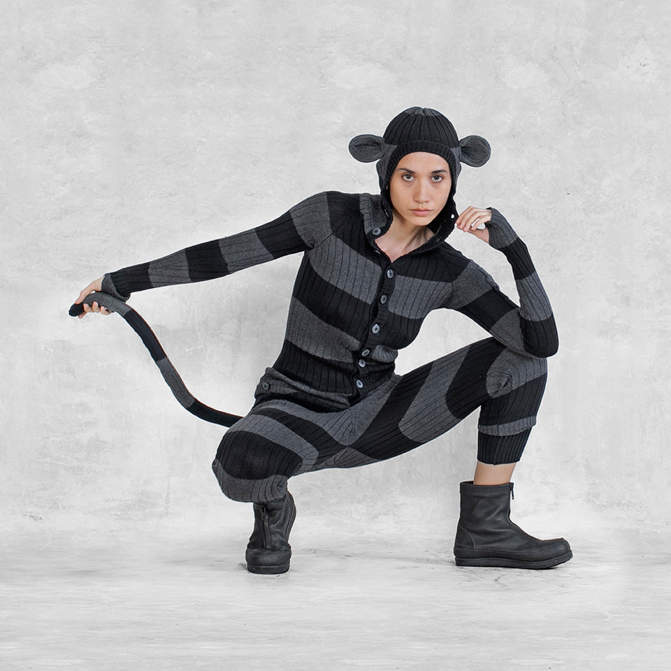 Adult Black and Gray Monkey Onesie Costume