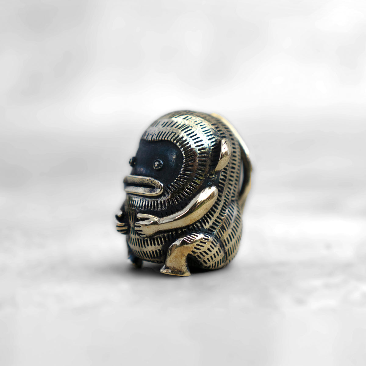 Cast Brass Miniature Monkey Sculpture