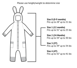onesie baby sizing guide