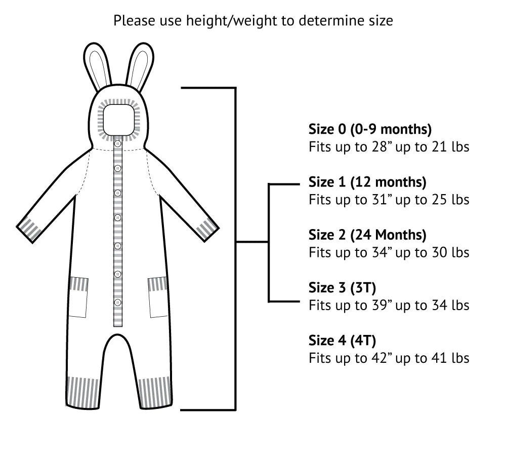 onesie baby sizing chart