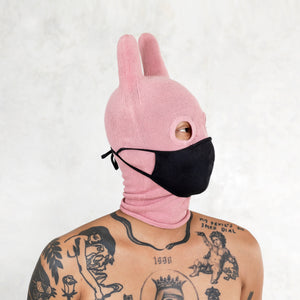 Hand Knit Pink Bunny Face Mask