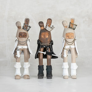 Blamo Royal Hand Carved Wood and Suede Figurines