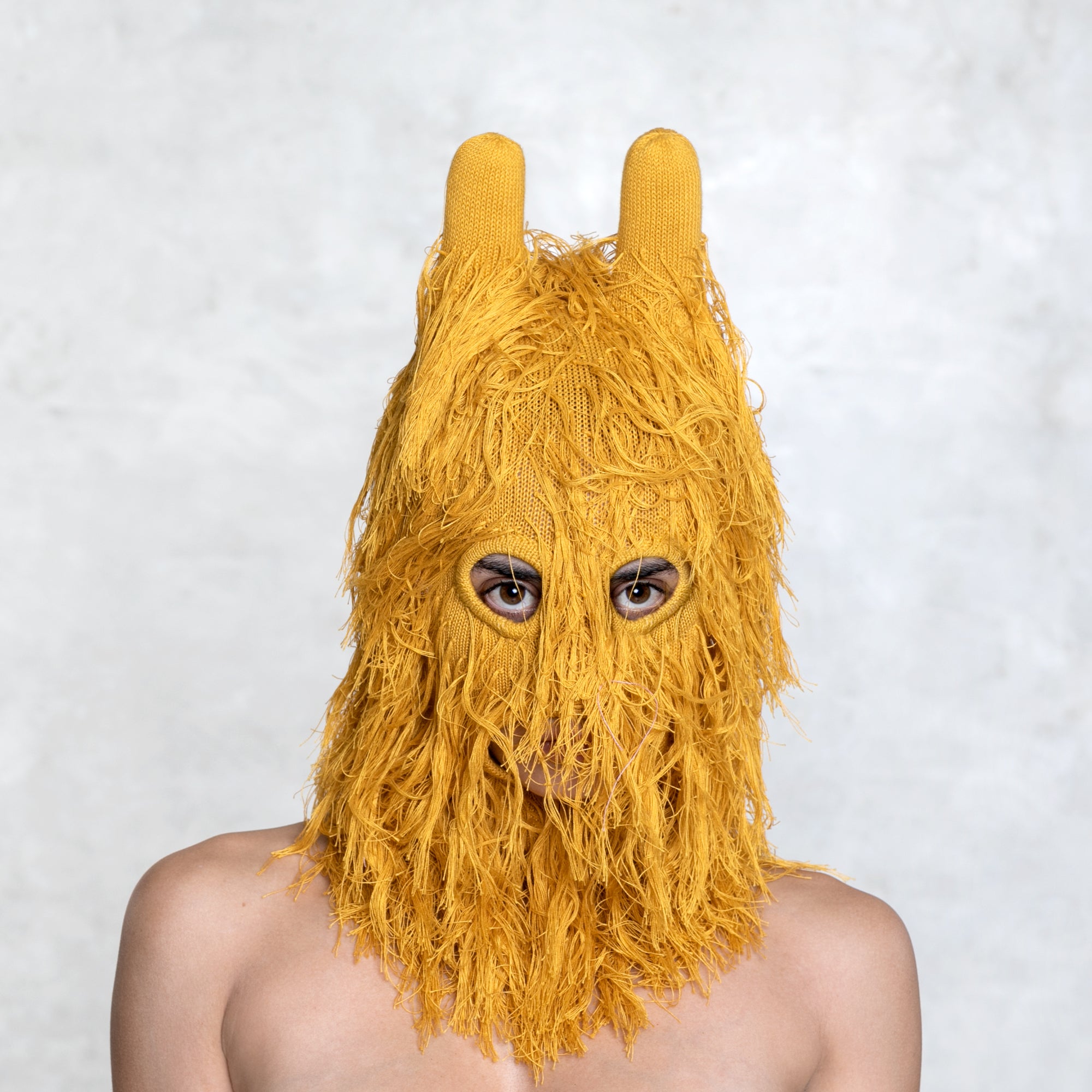 Yellow Furry Creature Mask Art