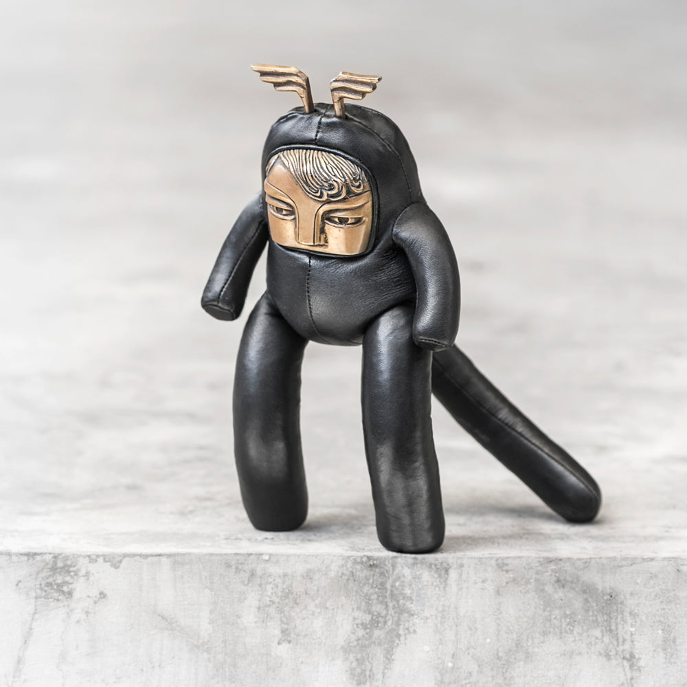 Leather and Brass Flying Monkey Art Figurines