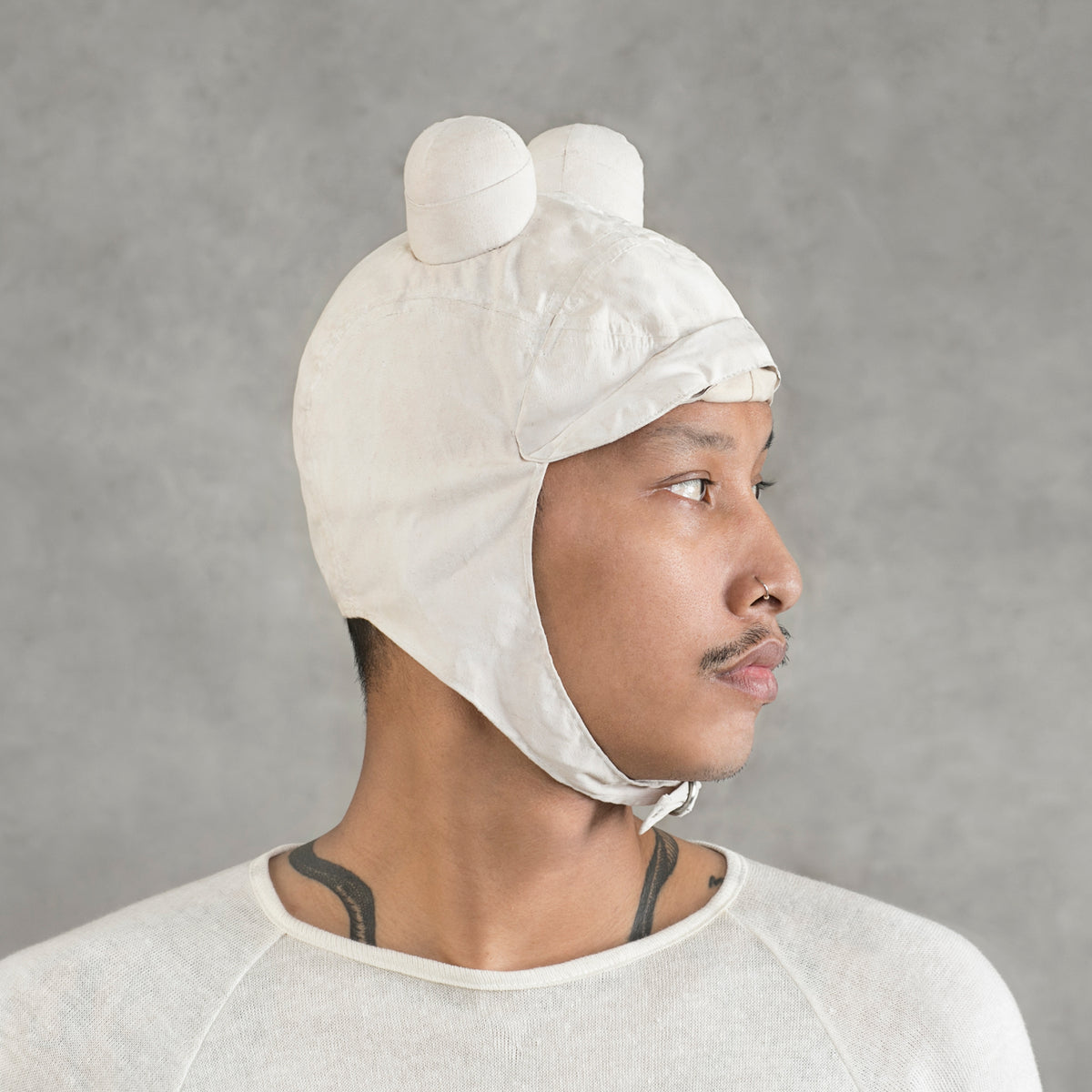 Adult White Linen Aviator Mask