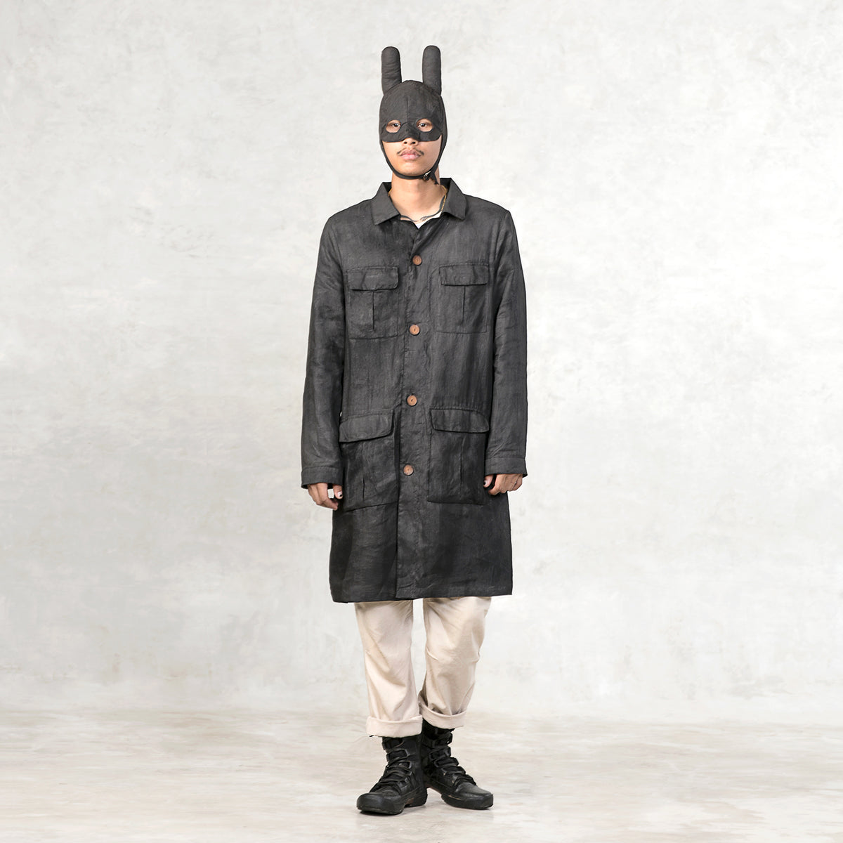 Blamo Adult Black Linen Aviator's Mask