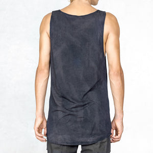 The back of a Two Panel cut and sew Black Cotton Tank Top