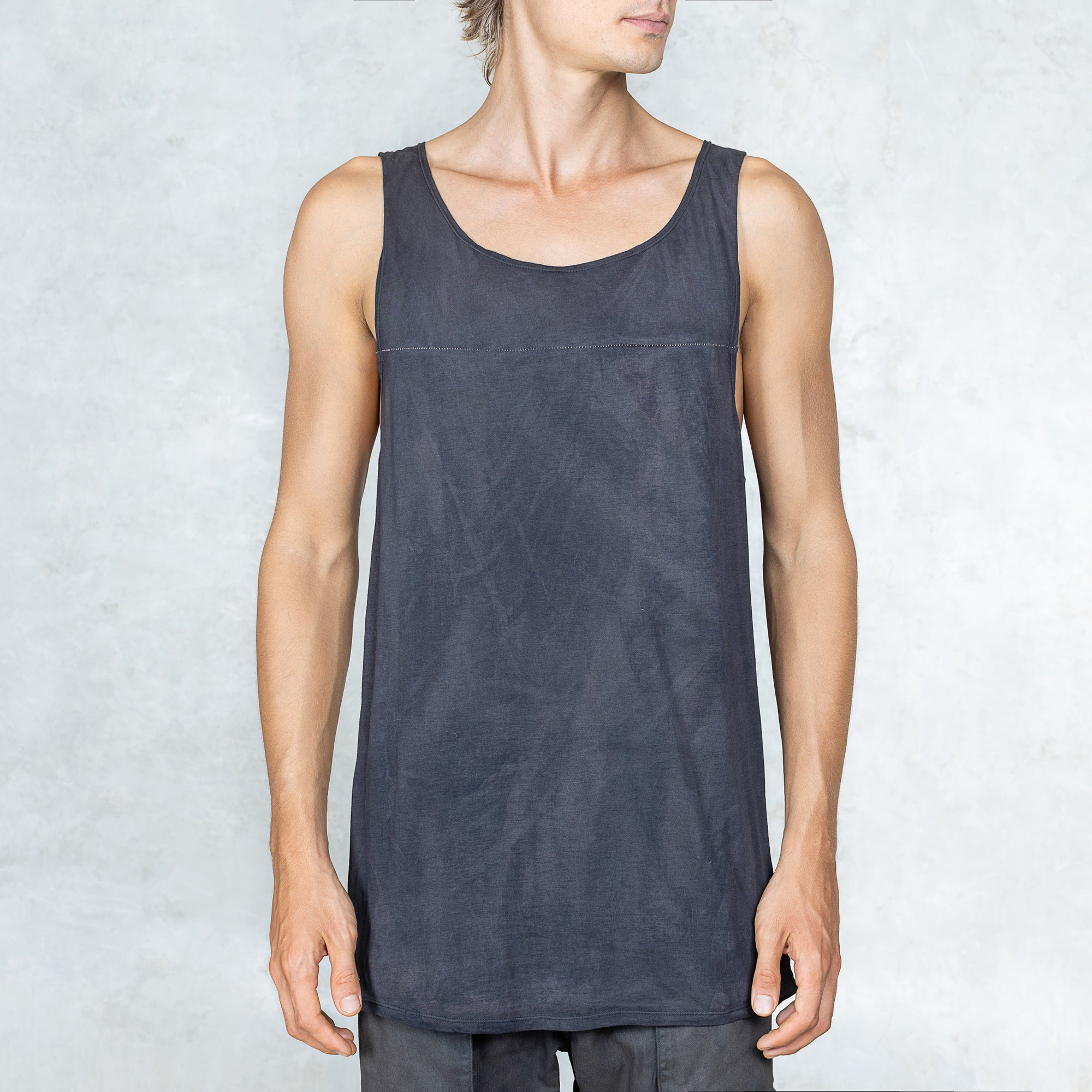 Two Panel cut and sew Black Cotton Tank Top