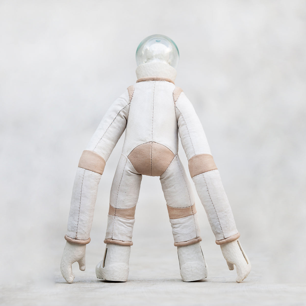 Ceramic and Leather Skull Astronaut Art Figurin