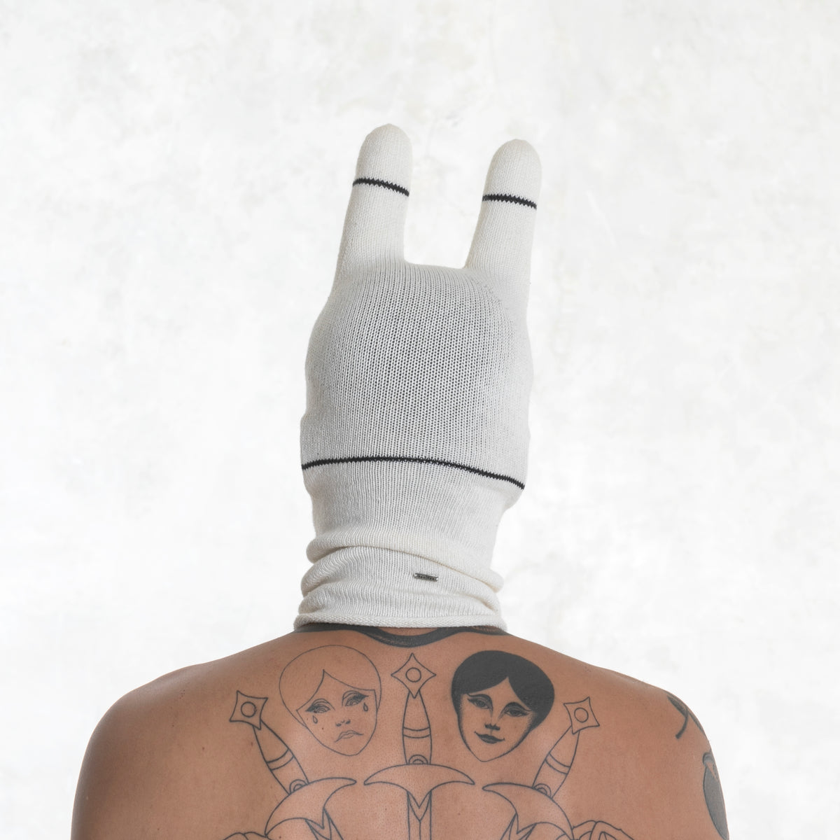 Adult White Hand Knit Cotton Mask