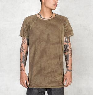 Hand Painted Olive Green Tee Shirt