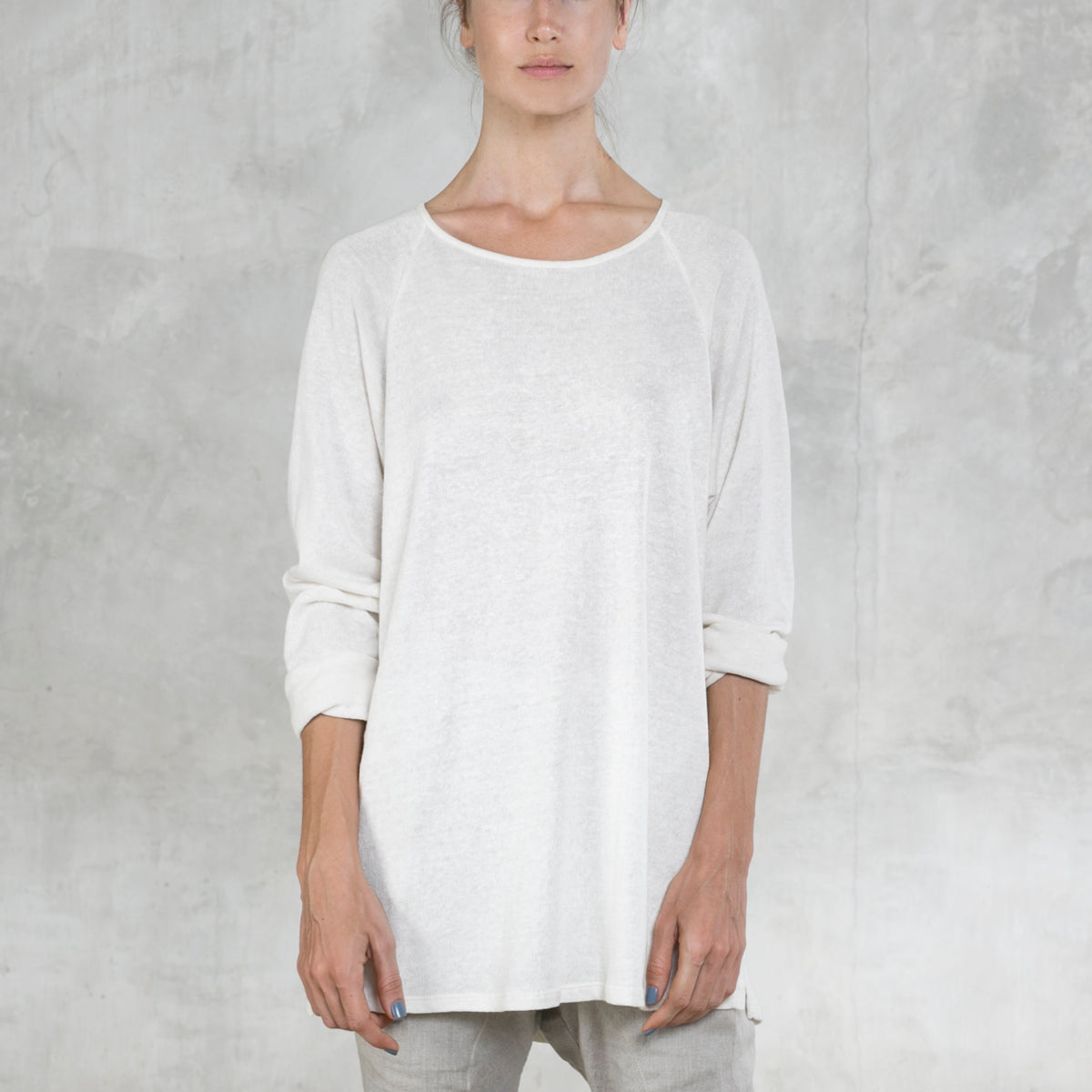 raglan unisex white linen top