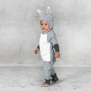 gray and white baby romper fox costume