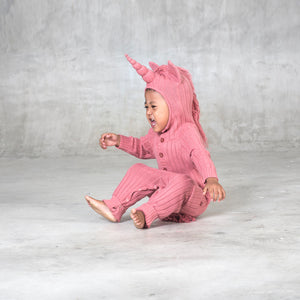 Hooded Baby Romper Pink Unicorn Costume
