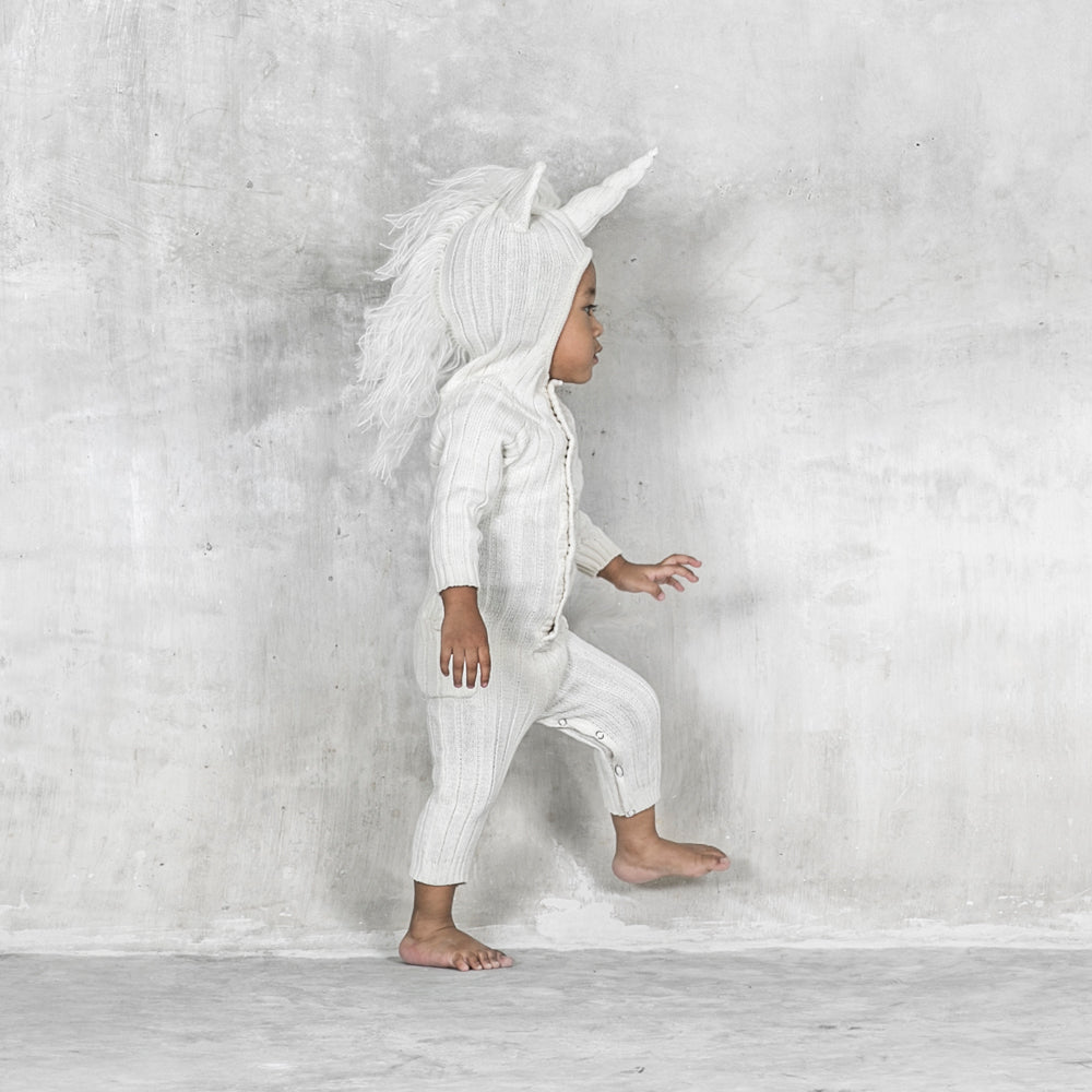 Baby Unicorn Onesie In White