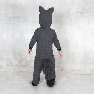 gray wolf child's play clothing with tail