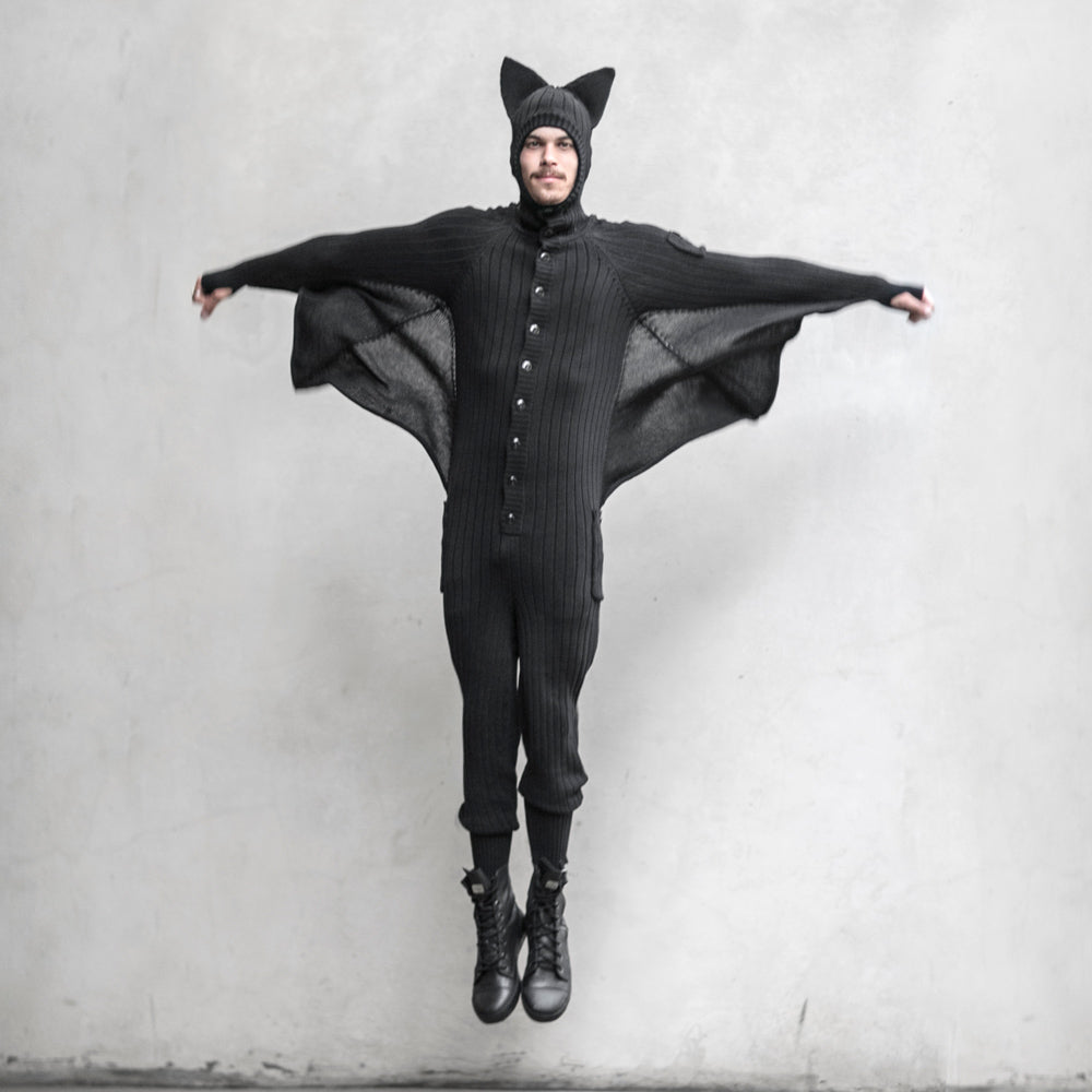 Adult Bat Onesie Suit With Wings