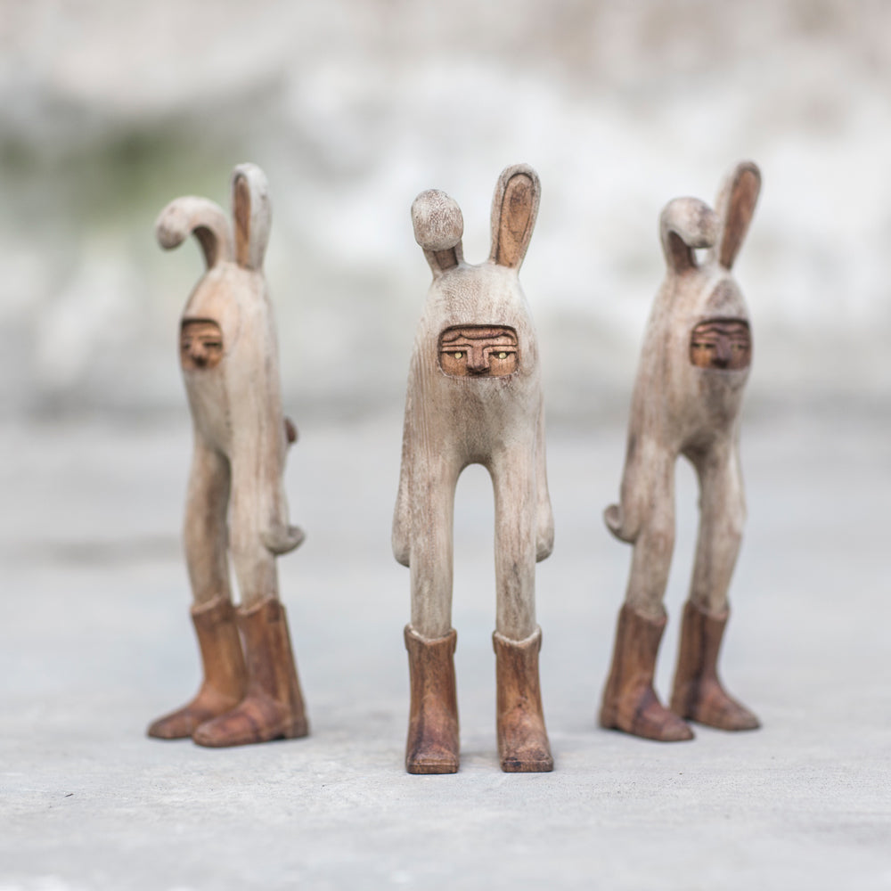 Bleached Hand Carved Monkeypod Wood