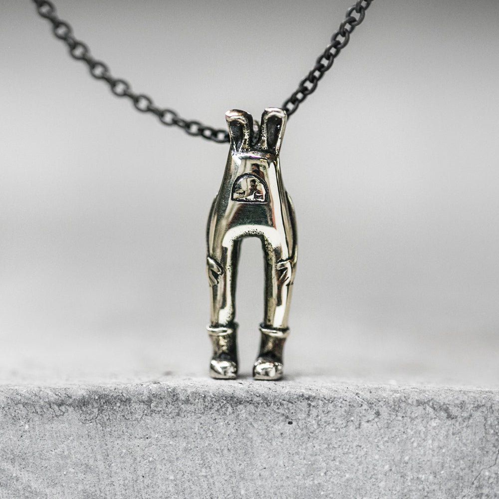 Brass Rabbit Pendant And Chain Necklace