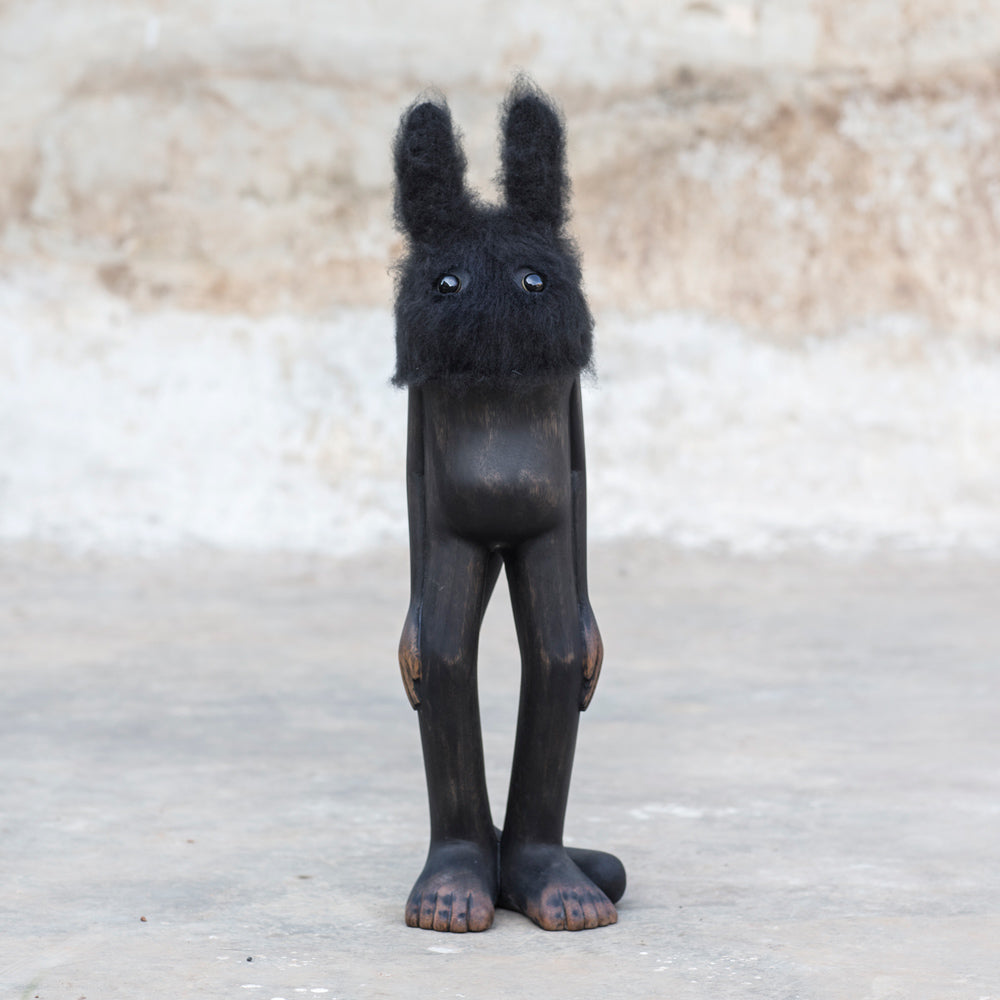 Hand Carved Wood Figurine Monkey Art