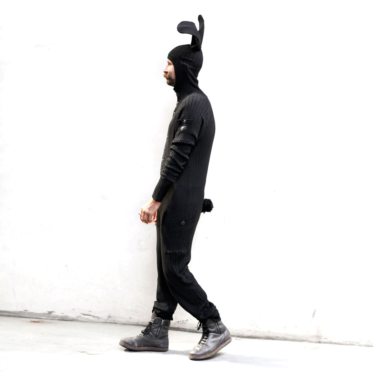 Men's Black Bunny Onesie Jumpsuit