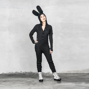 Black Bunny Jumpsuit for Adults