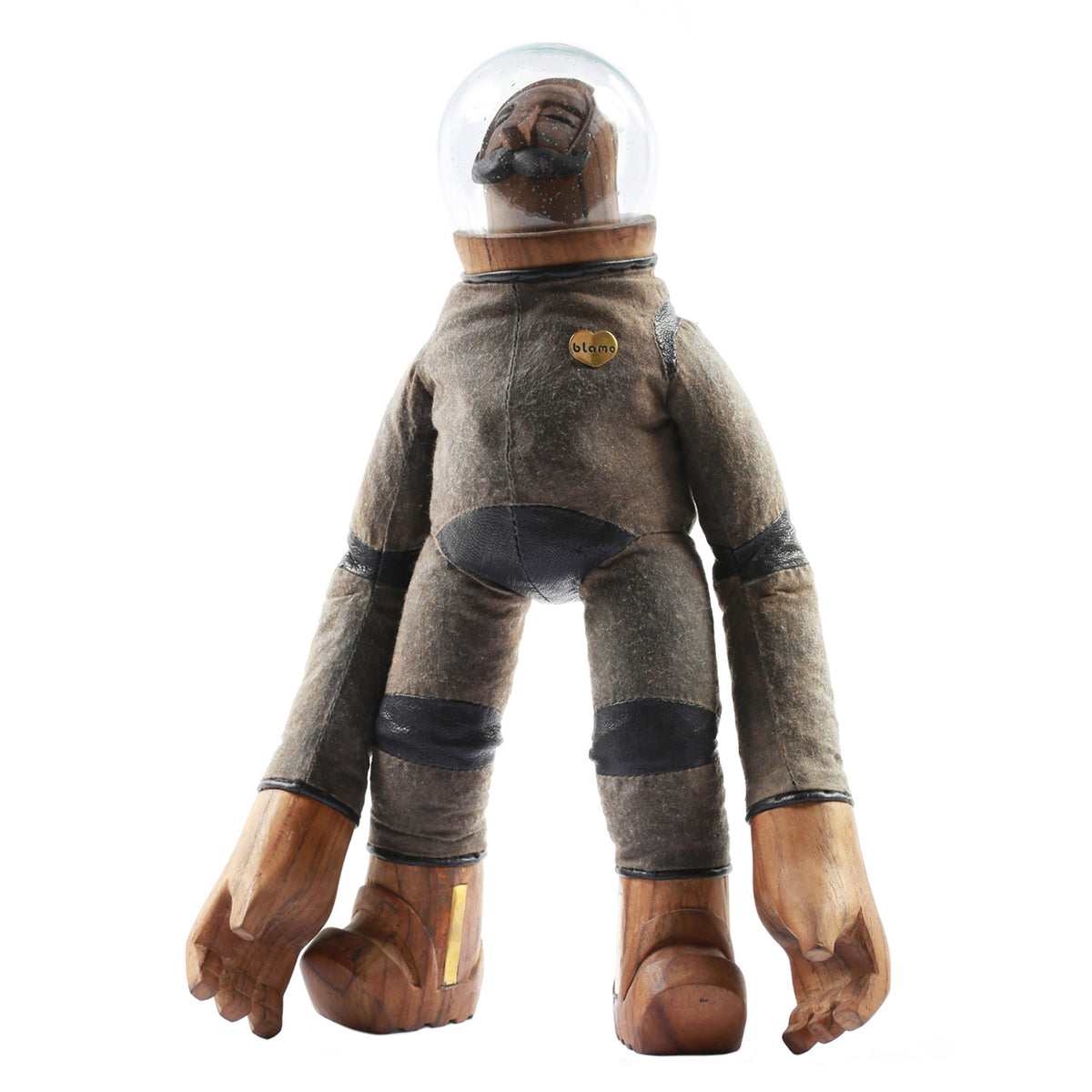 Blamo Hand Carved Wood Figurine Spaceman 