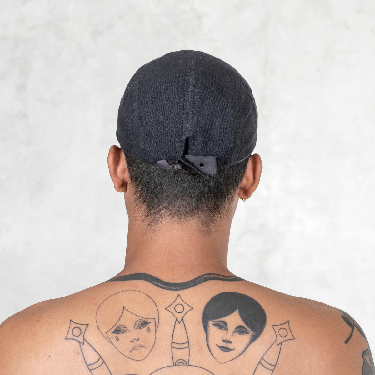 Adjustable Black Linen 5 Panel Dad Hat