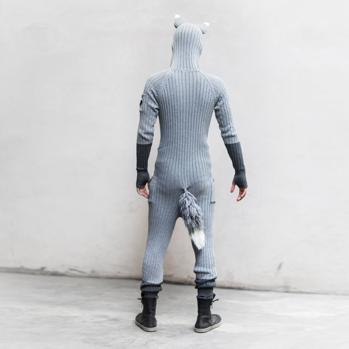 Adult Gray Fox Onesie with Tail
