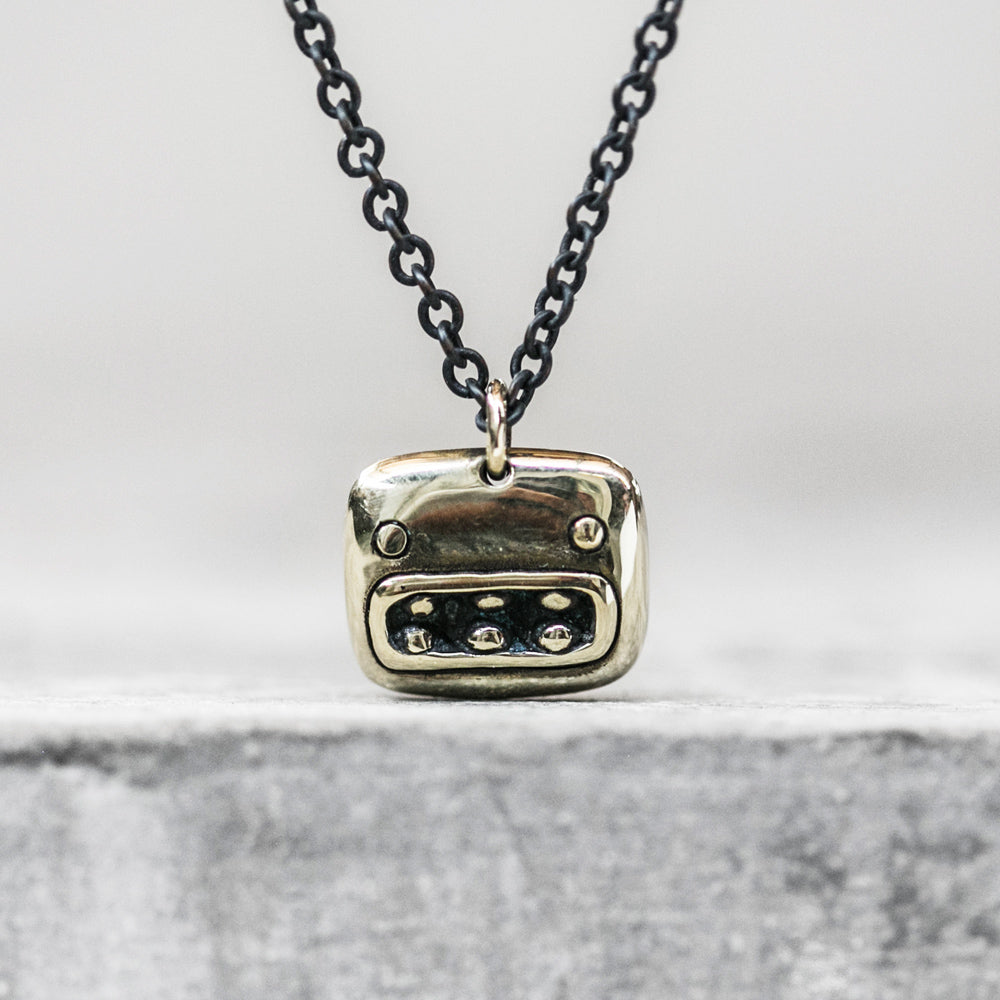 Monster Oxidized Brass Pendant Necklace