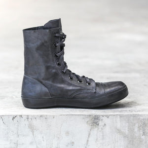 Black Leather High Top Shoes